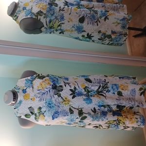 Harlow & Rose High Neck Sleeveless White, Blue and Yellow Dress